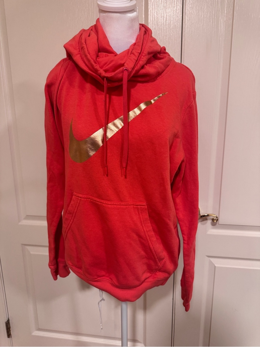 Nike Coral Hoodie with Gold Swoosh Tag​
